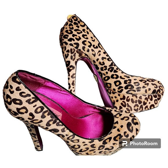 Betsey Johnson Shoes - Betsey Johnson Leopard Leather Pony Hair Stilettos Size 7.5